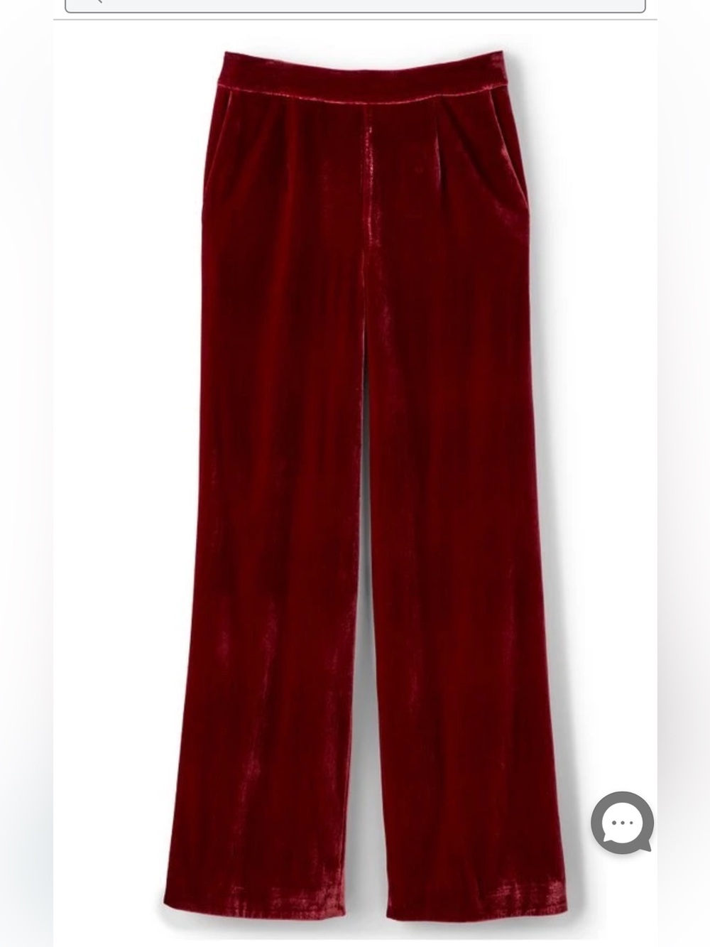 Soft Surroundings Burgundy Velvet Wide-Leg Pants Trouser Pockets Pull On Stretch
